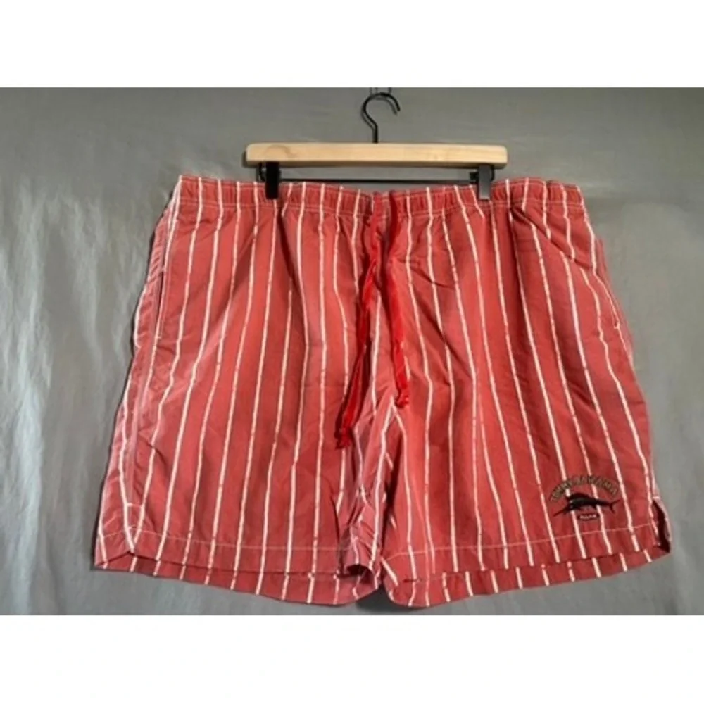Tommy Bahama Relax Mens XXL Red White Striped Swim Trunks Marlin Board Shorts
